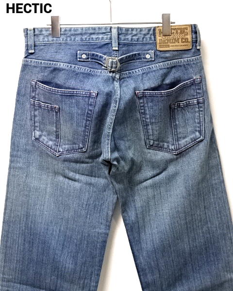 S【HECTIC DENIM CO. Extra Mad LOT:2G.XX HEATIC DENIM PANTS INDIGO BLUE ヘクティック デニムパンツ クロップドパンツ 当時物】