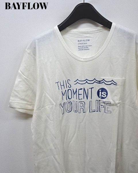 4(L) 新品【BAYFLOW HC/Y LIFE SST BM1605NM10 10 WHITE BAYFLOW Tシャツ ベイフロー Tシャツ 三優理志さん着用 マーシー着 ヘンプ混】