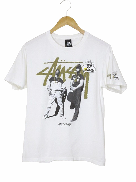 ステューシー STUSSY × Yo! MTV Raps Eric B & Rakim Tシャツ コラボ プリント 半袖 ホワイト size SMALL メンズ