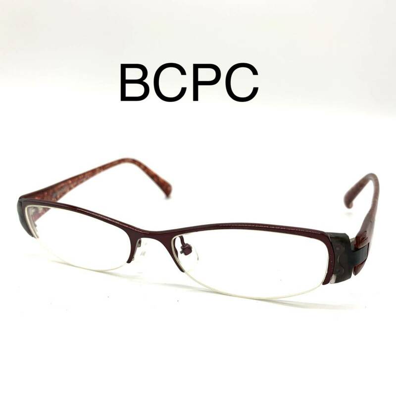 BCPC メガネフレーム 度入り 眼鏡 アイウェア TITANIUM ハーフリム ジャンク YBX073