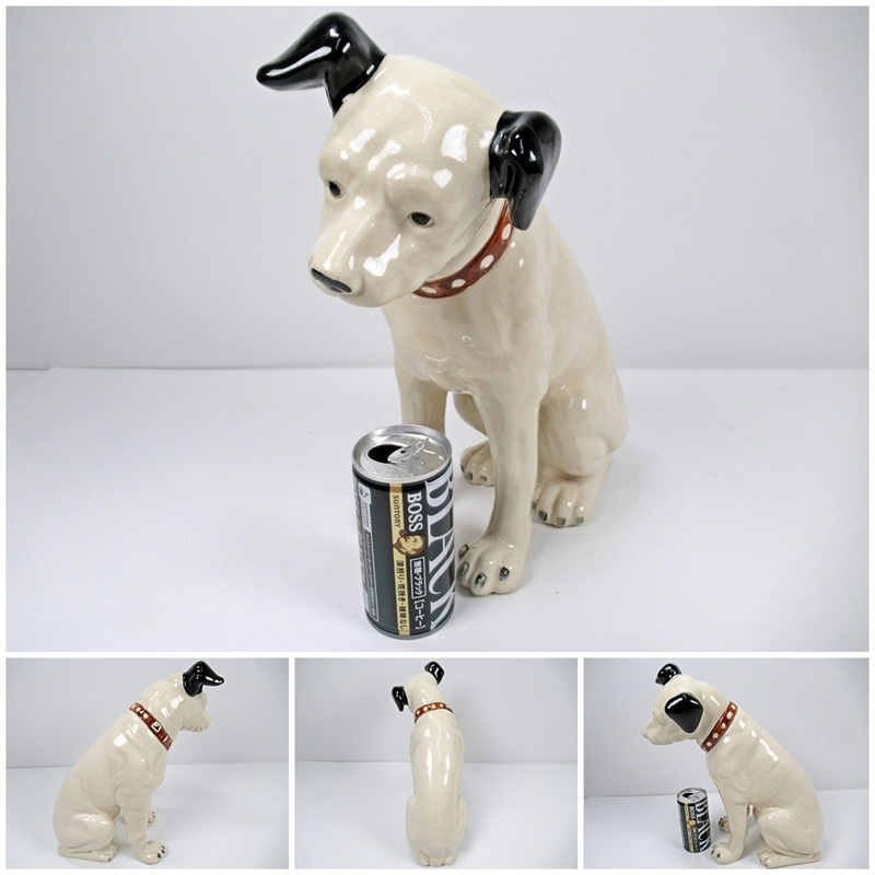 ◆[A45]Victorビクター　陶器製　置物　ニッパー犬　高さ約31cm　ノベルティー　アンティーク　オブジェ　昭和レトロ