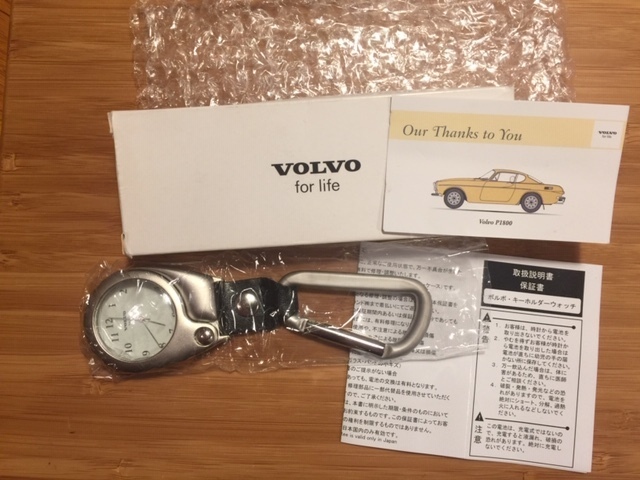 未使用・未開封・保護シール付き・箱付き★VOLVOボルボ キーホルダーウォッチ　カラビナ付き　ルーペ付き★取扱説明書付き