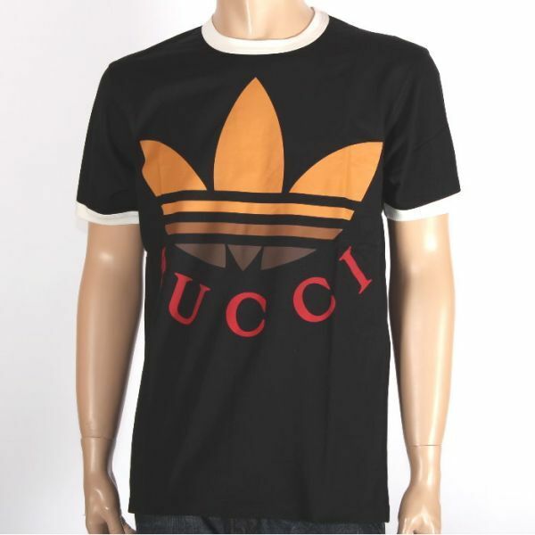 【CU】adidas x Gucci アディダス グッチ コラボ 限定 Tシャツ ブラック 727694 XJE7J 1152 Sサイズ ロゴ 半袖トップス