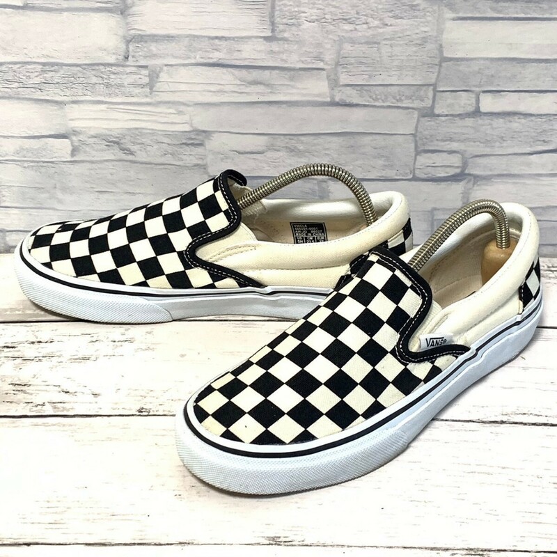 R6205bL VANS バンズ SLIP ON スリッポン V98CLA レディース 23.5cm ホワイト×ブラック ブロックチェック 市松模様 スニーカー ヴァンズ