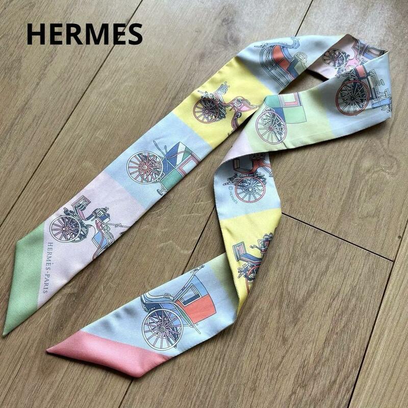 HERMES　エルメス　ツイリー　精巧な馬車　マルチカラー　シルクスカーフ