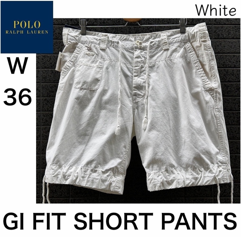 ◆モデル出品◆新品 W36 ポロ ラルフローレン GI FIT 高級ライン ショートパンツ 白 半ズボン 定価19,800円 コットン 日本未入荷 レア