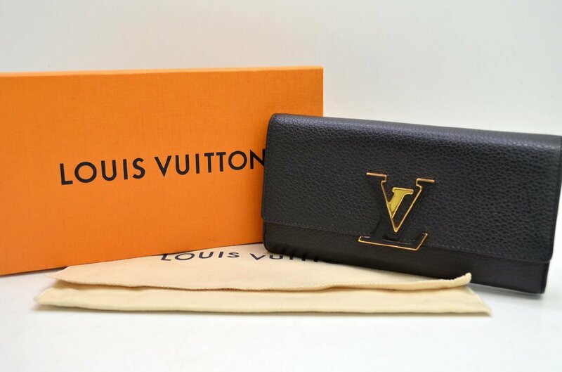 [fui] ルイヴィトン LOUIS VUITTON トリヨン ポルトフォイユ カプシーヌ ノワール　レザー 2つ折り長財布 ブラック 黒 M61248　