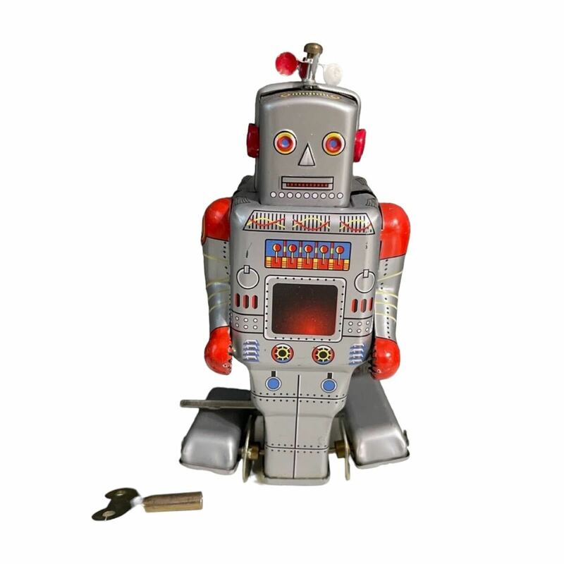 昭和レトロ ヴィンテージ　希少　ウォーキングロボット　メカニカル　ブリキ　ゼンマイ式　当時物　ロボット ビンテージ ROBOT オモチャ