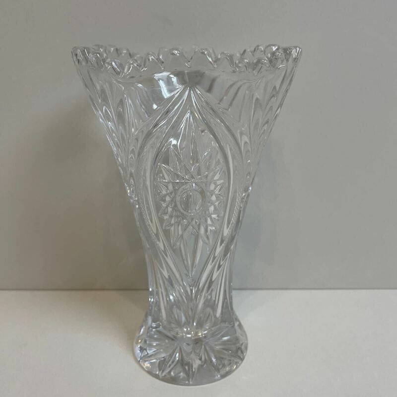 花瓶 フラワーベース クリスタルガラス CRYSTAL 花器 ヴィンテージ　アンティーク　
