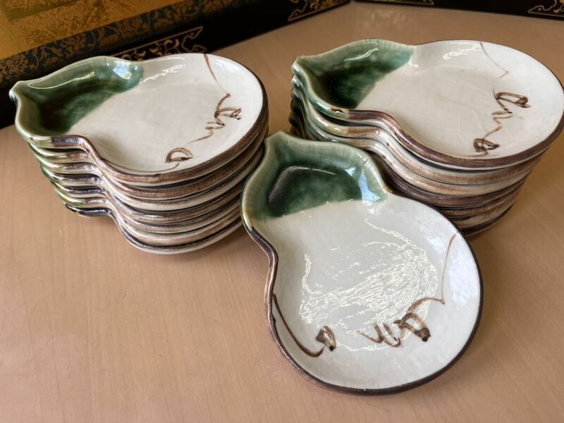 染付　瓢箪形　小皿 15枚セット　和食器 刺身皿 懐石料理 銘々皿　加藤五陶 日本料理 共箱