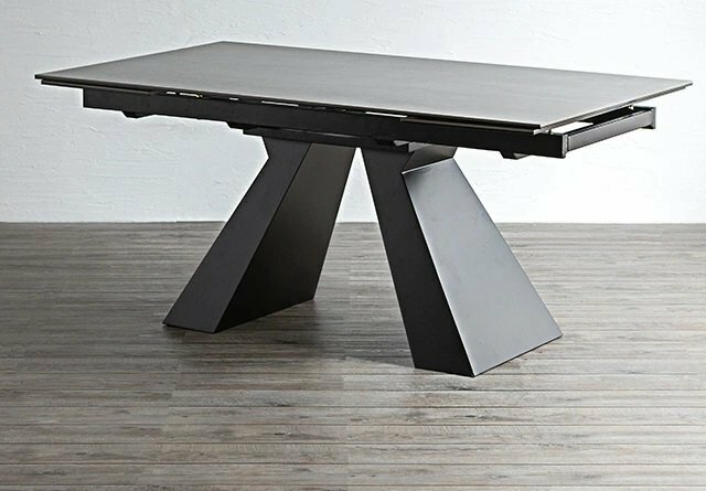 新生活　モダン　セラミックダイニングテーブル　伸縮式テーブル　グレー　ブラック　2色対応　テーブル　大理石調 石目 食卓テーブル