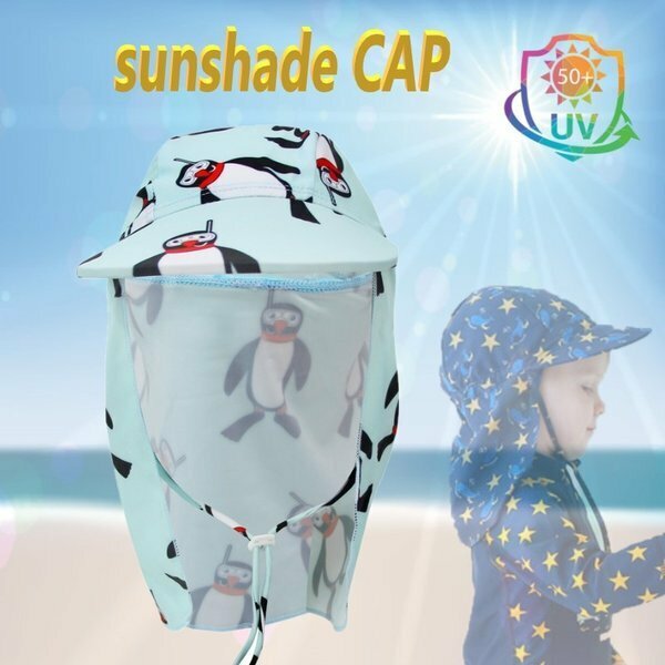 kids UPF50+ サンシェード スイムキャップ UVカット【10】 帽子 日焼け防止 日よけ 海水浴 公園 ツバ フラップ あご紐付き