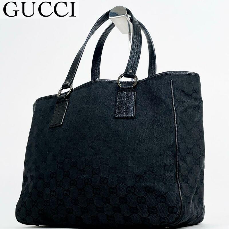 美品・人気モデル GUCCI グッチ トートバッグ ハンドバッグ ブリーフケース GG キャンバス レザー ブラック