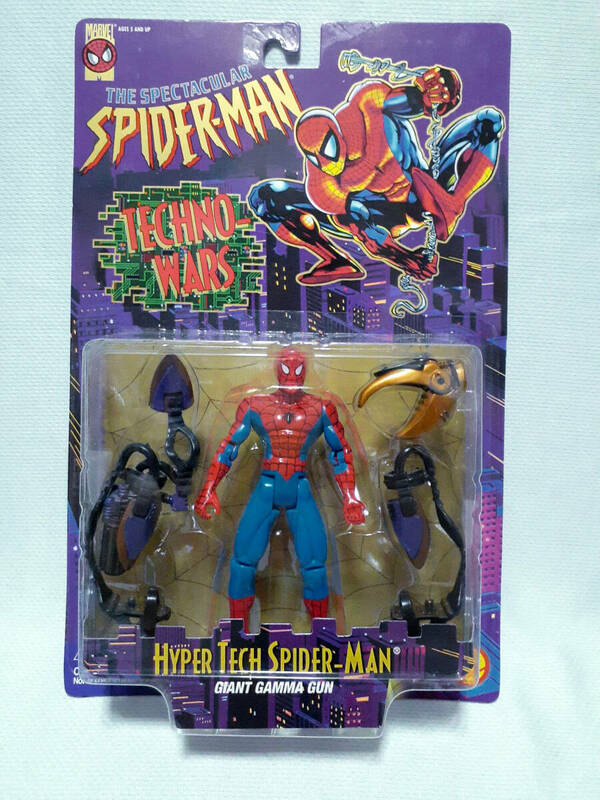 定形外可 トイビズ 1996年 5″ ハイパーテック スパイダーマン HYPER TECH SPIDER-MAN テクノウォーズ TOYBIZ マーベル アベンジャーズ