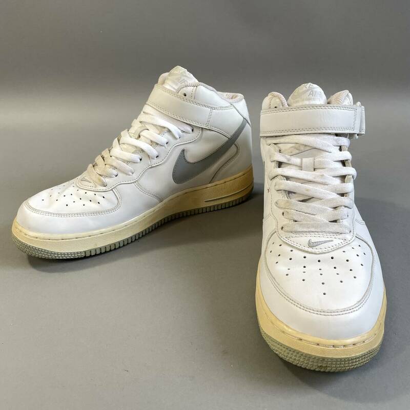 MS1201 未使用△ NIKE ナイキ AIR FORCE 1 MID エアフォース1ミドル 306352 102 28.5cm 箱なし ホワイト (検)AF1 2003年 スニーカー