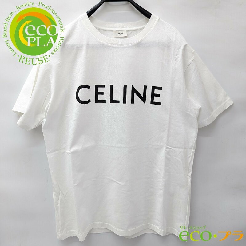 セリーヌ CELINE 半袖 ティーシャツ ユニセックス 白 ホワイト ロゴT Tシャツ ロゴドン 2X681671Q