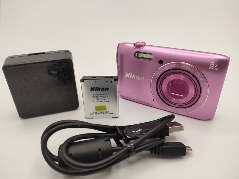 【外観美品】NIKON ニコン コンパクトデジタルカメラ COOLPIX A300 ピンク