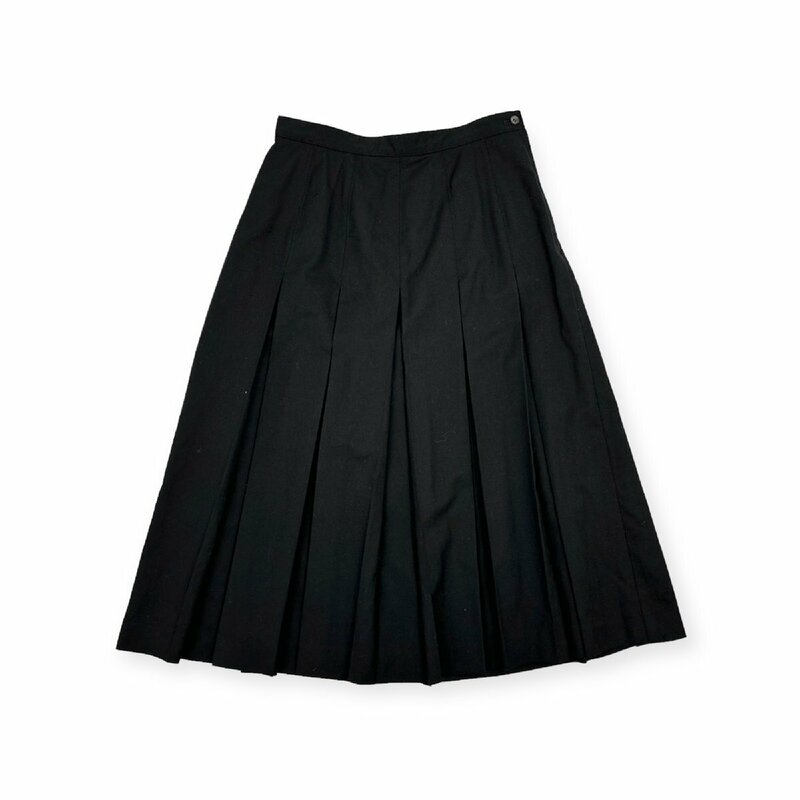 Mademoiselle NON NON マドモアゼルノンノン 台形 ロング プリーツ スカート L/パパス/黒 ブラック/日本製