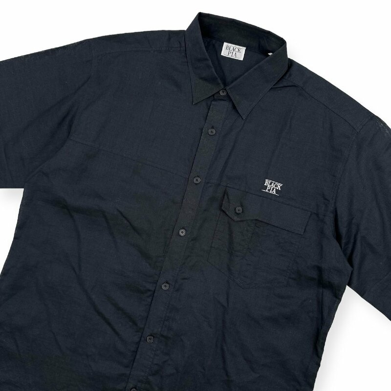BLACK PIA ブラックピア リネン&コットン 半袖シャツ サイズ L /濃紺/メンズ/ライカ/日本製