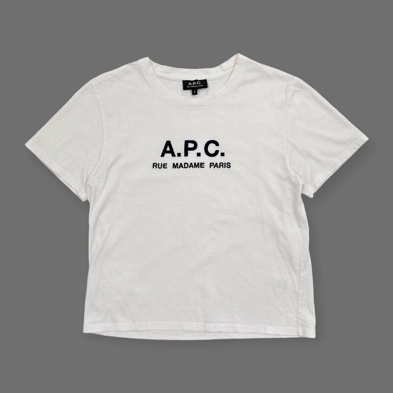 A.P.C. アーペーセー ロゴ 刺繍 半袖 Tシャツ カットソー S /白/ホワイト/日本製