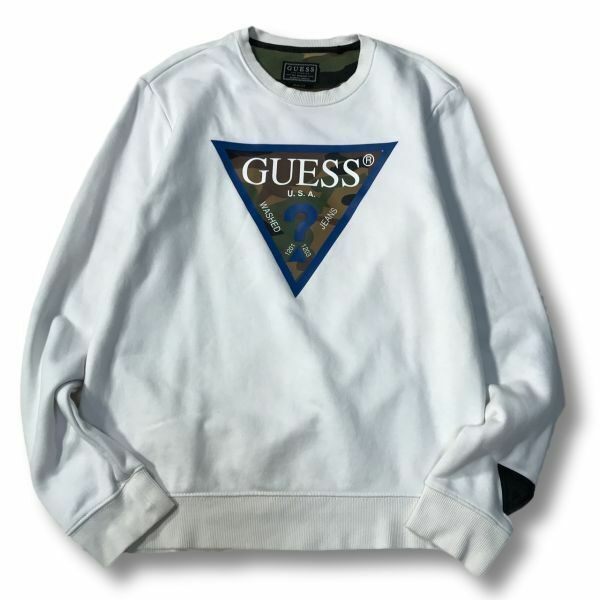 《良品◎》GUESS ゲス★ビッグロゴデザイン*トレーナー*スウェット*ホワイト*サイズS(MA6487)◆S60