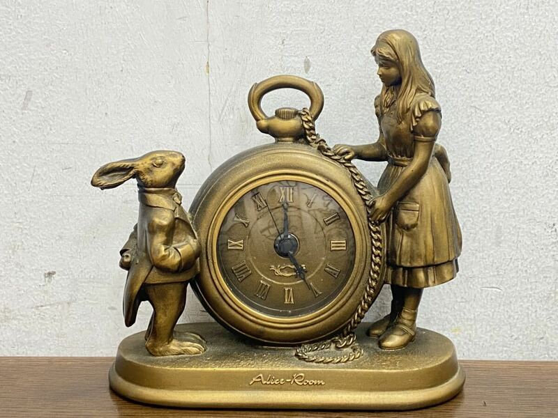 ★ WOODREX Alice-Room 置き時計 不思議の国のアリス 懐中時計クロック AR301-G アンティーク 
