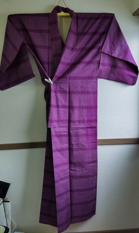 大島紬　着物　紫色　中古品