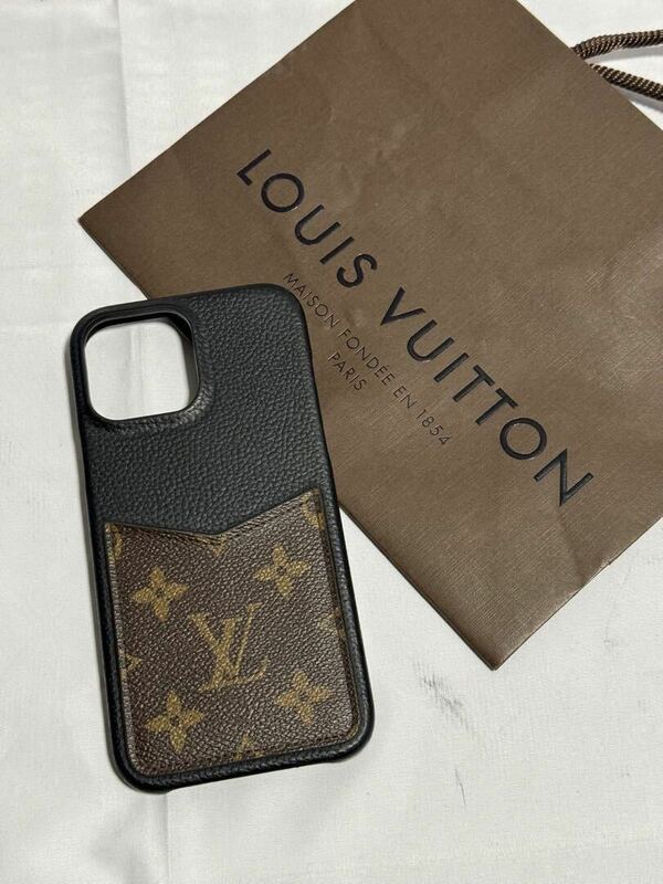 美品 Louis Vuitton ルイヴィトン iPhone13 PRO MAX スマホケース モノグラム レザー 本革 ブラウン 茶 ブラック 黒 男女兼用 ユニセックス