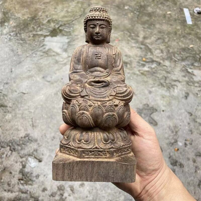 大日如来像 ◆仏像 高さ約: 18(cm) 仏教美術 木の雕刻品 木彫り仏像 職人手作り