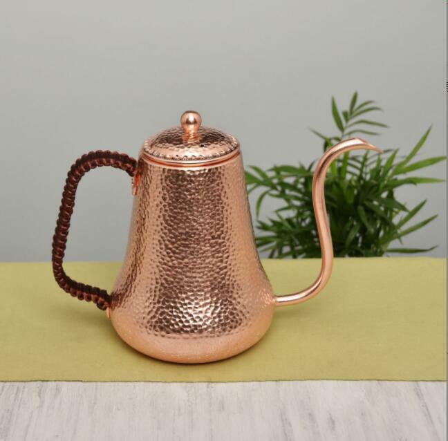 高級感満載！純銅 大容量コーヒーポット制コーヒー器具銅イメージ紫銅ハンマー紋コーヒーポット細口ポットコーヒーポット900ML