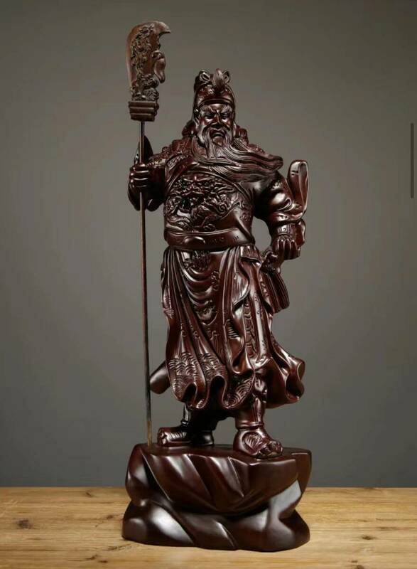 極上品　 関羽像 精密彫刻　仏師で仕上げ品 黒檀木 三国志 関羽像 高30cm