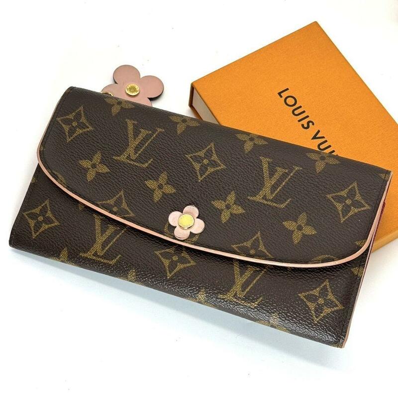 超美品 ルイヴィトン ポルトフォイユ エミリー フラワー モノグラム 長財布 M64202 ピンク LOUIS VUITTON