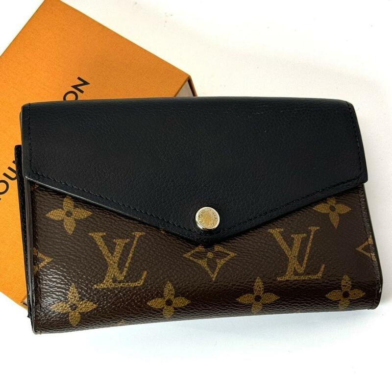 美品 ルイヴィトン ポルトフォイユ パラス コンパクト モノグラム 折り財布 黒 ノワール ブラック M60990 LOUIS VUITTON ユニセックス