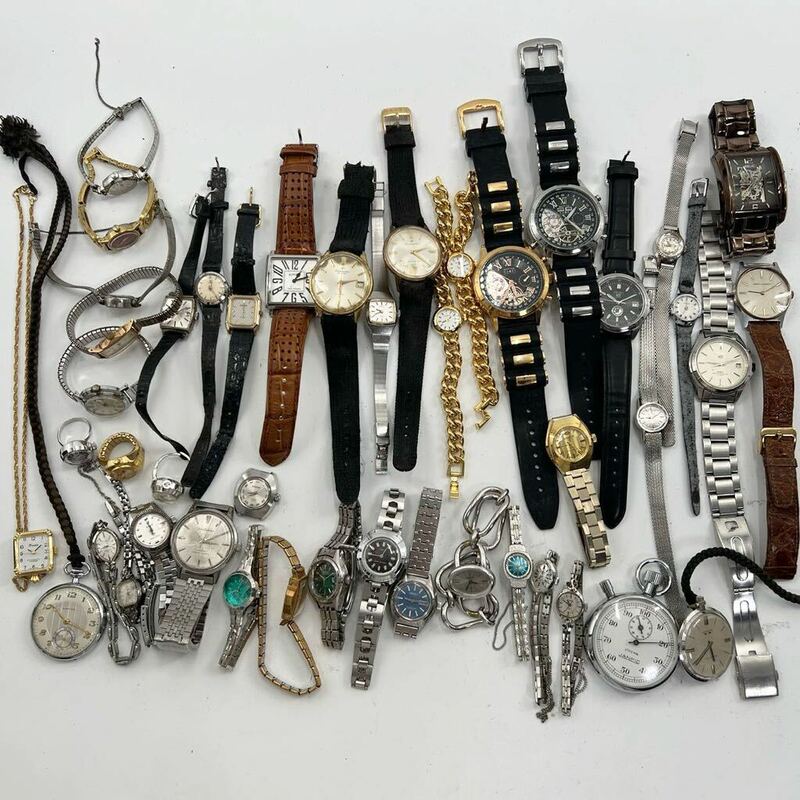 まとめ売り SEIKO CITIZEN TISSOT TIMEX RADO SONNE 手巻き 自動巻き AGS 懐中時計 ストップウォッチ 腕時計 色々 45本 中古 ジャンク