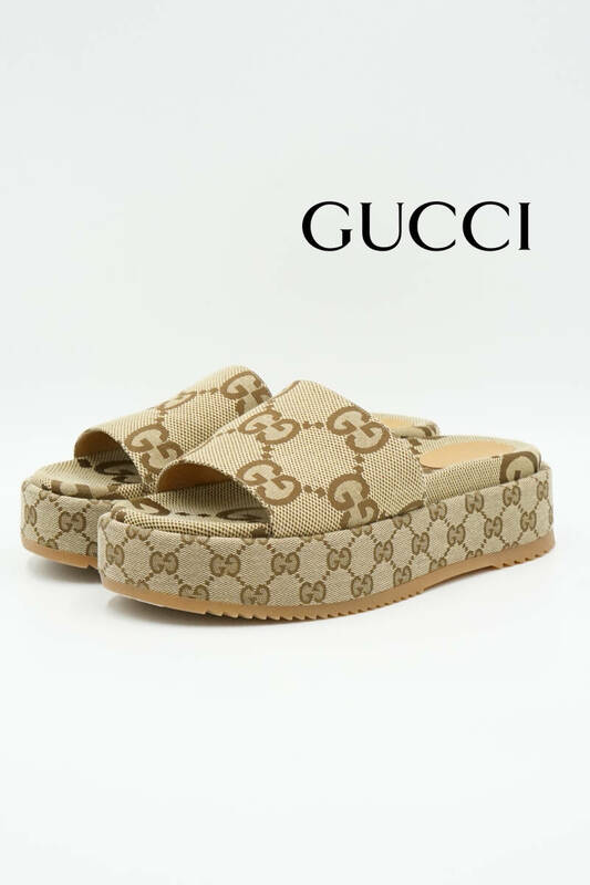 GUCCI グッチ GGキャンバス 厚底 サンダル size 42 27㎝ 623212 0504913