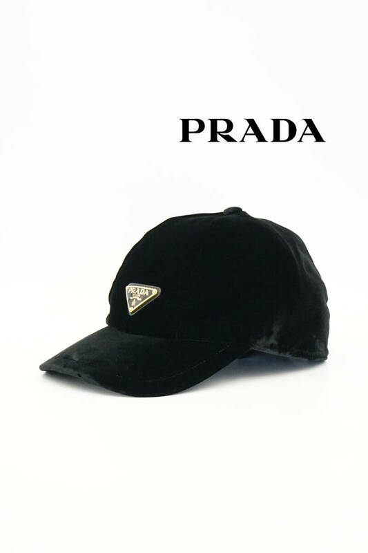 2023AW PRADA プラダ トライアングルロゴ ベロア キャップ 1HC336【定価¥ 96,800】size S