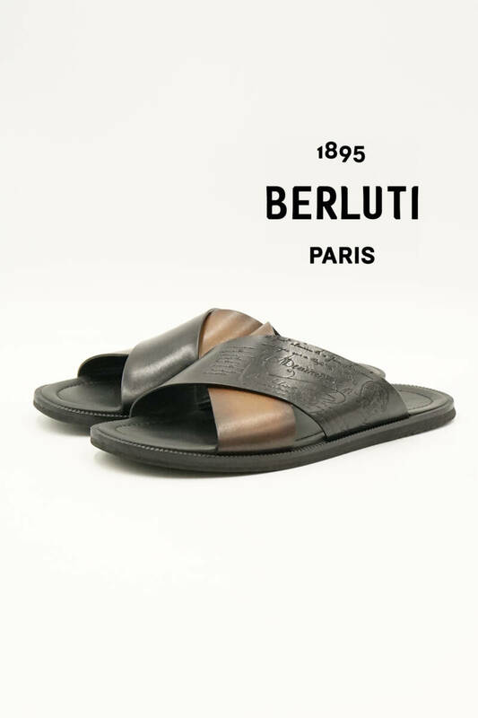 BERLUTI ベルルッティ シフノス スクリット レザー サンダル size 8 26.5cm 0511985