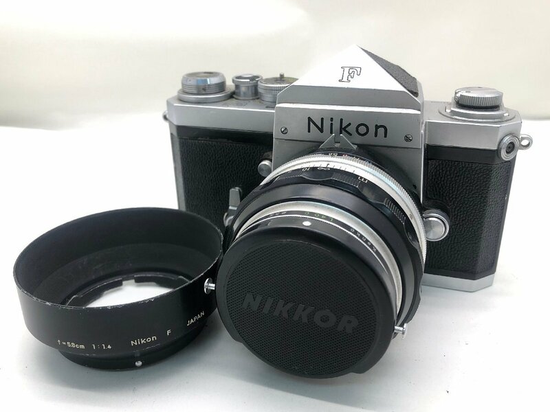 Nikon F / NIKKOR-S Auto 1:1.4 f=5.8cm 一眼レフカメラ フード付き ジャンク 中古【UW050342】
