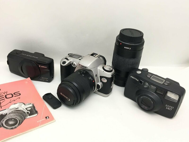 Canon EOS kiss / Autoboy Luna 35 / PENTAX ESPIO 140 一眼レフカメラ コンパクトカメラ 3点 まとめ ジャンク 中古【MA050076】