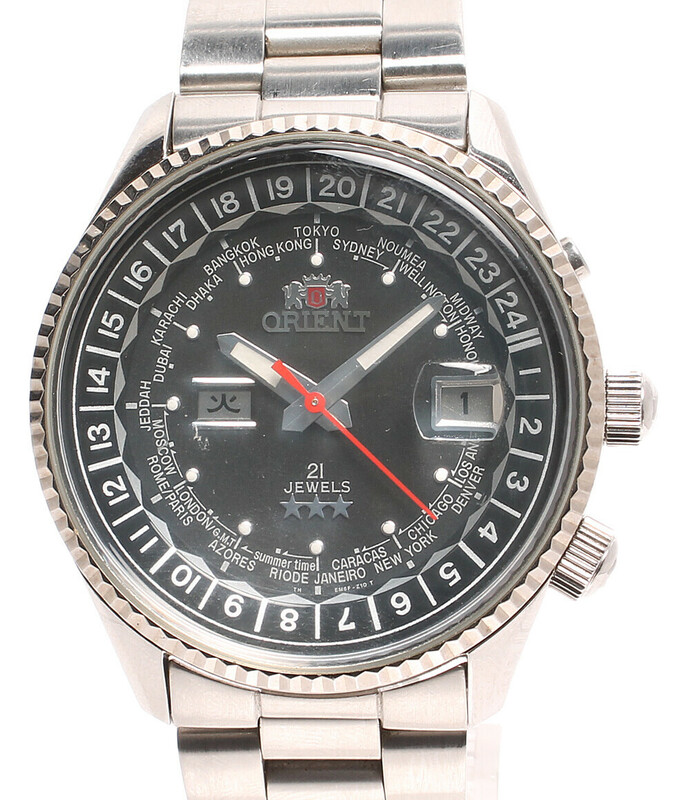 オリエント 腕時計 デイデイト 21JEWELS キングマスター EM6F-C3 自動巻き ブラック メンズ ORIENT