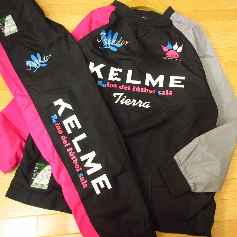 ◎使用少なめ！S 上下セット！KELME ケルメ◆セットアップ ウィンドブレーカー ピステジャケット&パンツ サッカー◆メンズ 黒◆B4154