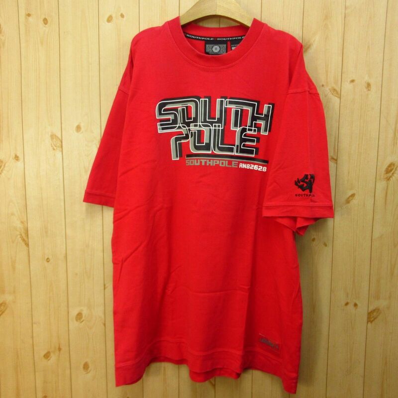 ◎希少 90s！SOUTH POLE サウスポール◆半袖 Tシャツ ビッグシルエット ヴィンテージ ヒップホップ！◆メンズ 赤 Lサイズ◆A5290