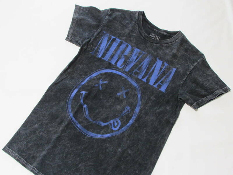 送料185円 M's/ S NIRVANA Tシャツ 半袖 ロック バンド ニルヴァーナ スマイリー タイダイ ダークグレー ヴィンテージ アメカジ cotton