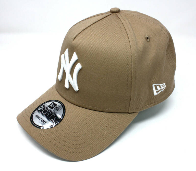 美品 NEW ERA ニューエラ 9FORTY MLB ニューヨークヤンキース スナップバック キャップ F フリーサイズ ベージュ