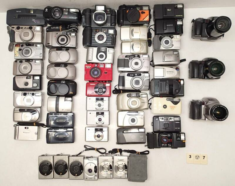 M307D 大量５０個 コンパクト カメラ フジ CARDIA RENSHA Konica 現場監督 Smini Raynox Yashica CHINON CANON Nikon Olympus 等 ジャンク