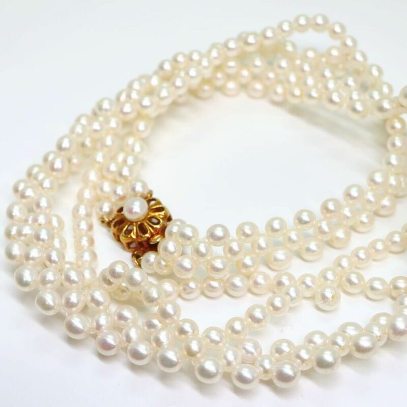 《K18(750)本真珠ネックレス》M 25.8g 約37cm pearl necklace ジュエリー jewelry EB0/ZZ