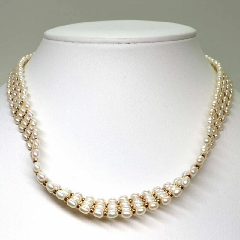 《本真珠4連ネックレス》M 23.7g 約41cm pearl necklace ジュエリー jewelry CD0/DA0