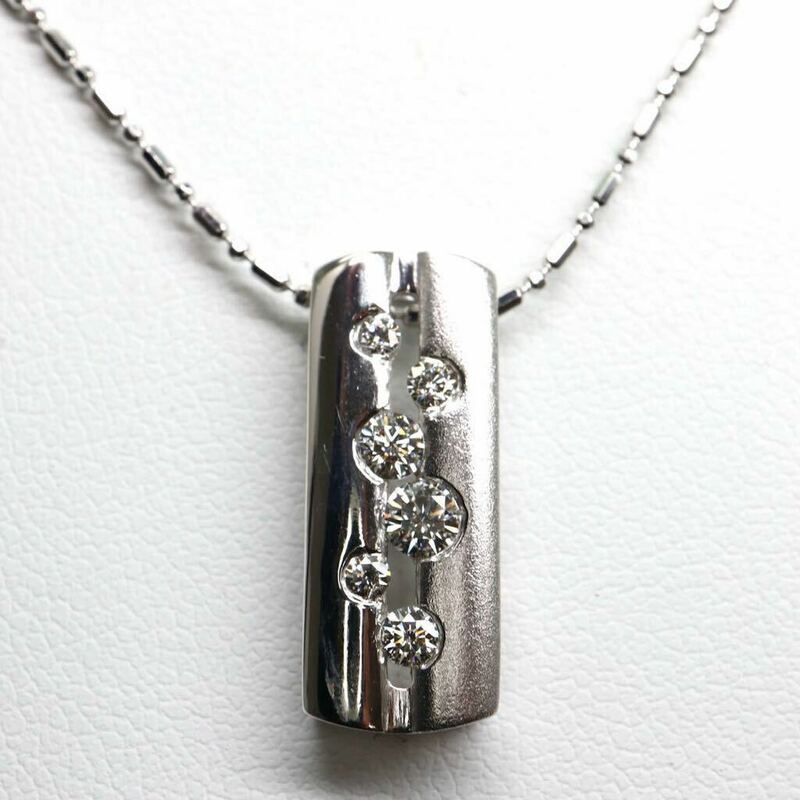 《K18WG 天然ダイヤモンドネックレス》M ◎4.8g 約44.5cm 0.31ct diamond ジュエリー jewelry necklace ED0/ED0
