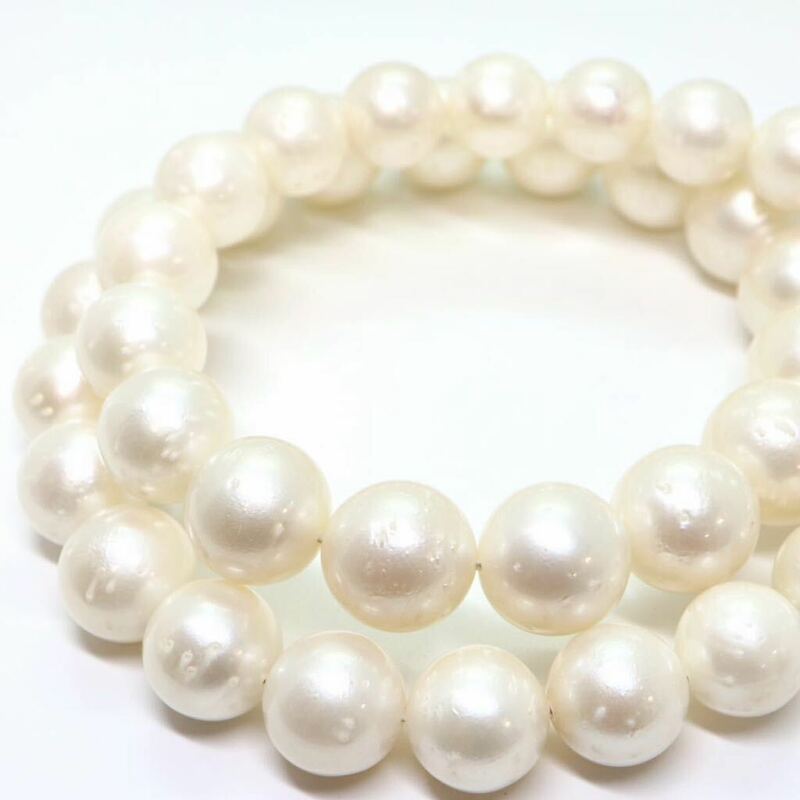大珠!!《本真珠ネックレス》 J 82.4g 約44.5cm 約10.0-12.5mm珠 pearl パール necklace ジュエリー jewelry DC0/DC0