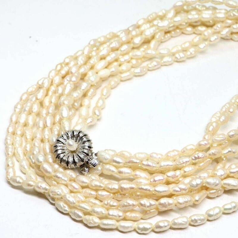 《本真珠5連ネックレス》M 55.8g 約59.5cm pearl necklace ジュエリー jewelry DA5/DC0